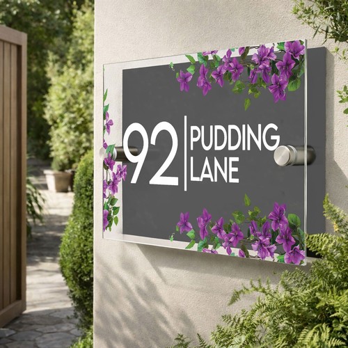 Floral house sign - house,