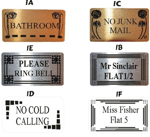 Door name plates sizes 5 - name, sizes,