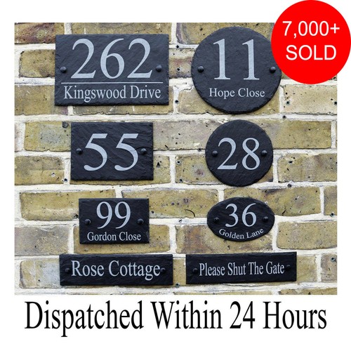 Rustic slate house gate sign - rustic,