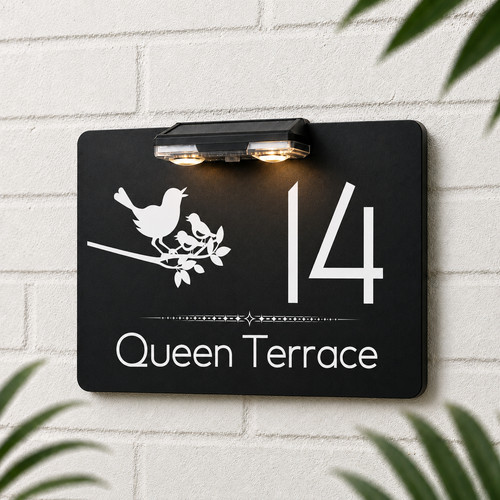 Solar light house number sign - house,
