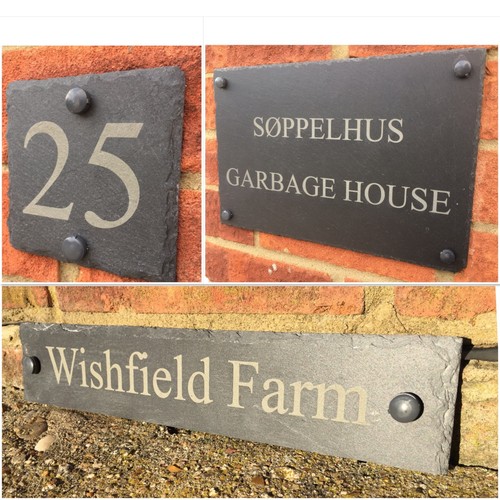 Rustic slate house - gate, sign