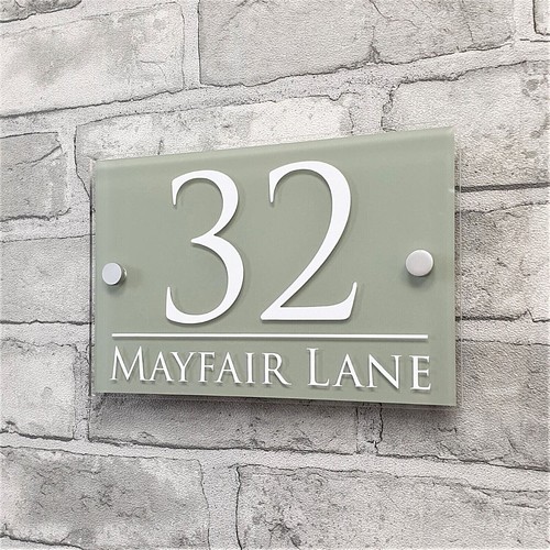Sage green house number - house, signs